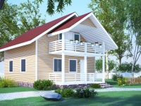 Каркасный дом 7х9 | Полутороэтажные деревянные дома и коттеджи с террасой