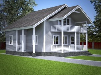 Каркасный дом 7х9 | Полутороэтажные деревянные дома и коттеджи с террасой