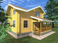 Дом из бруса 8х9 | Полутороэтажные деревянные дома и коттеджи с террасой
